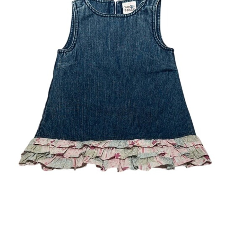 Polly & Friends Toddler's Denim Ruffle Casual Dress Size 18 M Preowned